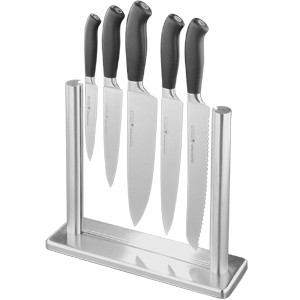 картинка Набор ножей на подставке «Платинум»[5шт]; стекло, сталь; L=25, B=24см; черный (04071301) Felix от интернет-магазина Posuda-bar