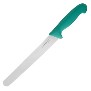 картинка Нож д/тонкой нарезки; сталь нерж., пластик; L=38/24, B=3см; зелен., металлич. (04070276) Matfer от интернет-магазина Posuda-bar