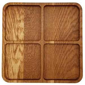 картинка Менажница квадр. 4 секции; дуб; H=25, L=300, B=300мм; деревян. (03023857) PPwood от интернет-магазина Posuda-bar