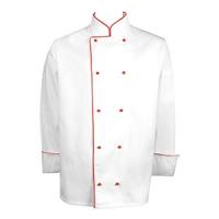 картинка Куртка поварская с окант. 46разм.; твил; белый, красный (04142743) POV от интернет-магазина Posuda-bar