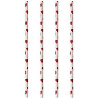 картинка Трубочки «Сердца»[100шт]; бумага; D=6, L=200мм; белый, красный (06030196) Papstar от интернет-магазина Posuda-bar