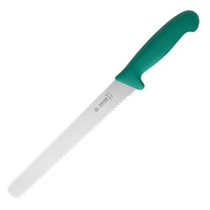 картинка Нож д/хлеба; сталь нерж., пластик; L=38/23, B=3см; зелен., металлич. (04070286) Matfer от интернет-магазина Posuda-bar