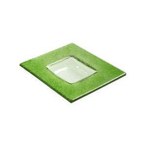 картинка Тарелка квадратная «Бордер»; стекло; H=21, L=130, B=130мм; прозр., зелен. (03010122) Bdk от интернет-магазина Posuda-bar