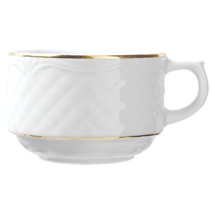 картинка Чашка чайная «Афродита»; фарфор; 190мл; D=80, H=55, L=100мм; белый, золотой (03140553) Lubiana от интернет-магазина Posuda-bar