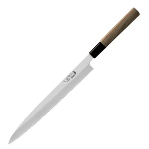 картинка Нож янагиба д/суши, сашими; сталь, бук; L=420/275, B=35мм; металлич., древесн. (04070334) Paderno от интернет-магазина Posuda-bar