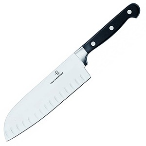 картинка Нож кухонный «Сантоку»; сталь нерж., пластик; L=18см; черный, металлич. (04071907) Matfer от интернет-магазина Posuda-bar