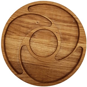 картинка Менажница круглая 4 секции; дуб; D=300, H=25мм; деревян. (03023855) PPwood от интернет-магазина Posuda-bar