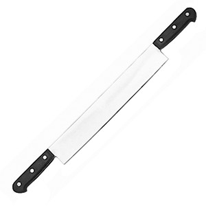 картинка Нож д/нарезки сыра 2ручки; сталь нерж., пластик; L=560/330, B=55мм; металлич., черный (04071017) Matfer от интернет-магазина Posuda-bar