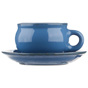 картинка Пара чайная «Синий крафт»; керамика; 250мл; D=9, H=6см; голуб. (03141219) Борисовская Керамика от интернет-магазина Posuda-bar