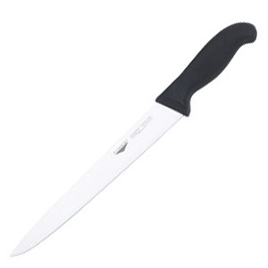 картинка Нож д/нарезки мяса; сталь нерж., пластик; L=38/25, B=3см; черный, металлич. (04070217) Paderno от интернет-магазина Posuda-bar