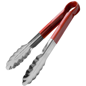 картинка Щипцы красная ручка «Проотель»; сталь нерж., резина; L=240/85, B=40мм; металлич., красный (04144011) Prohotel от интернет-магазина Posuda-bar