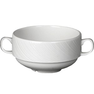 картинка Бульонная чашка с 2-мя ручками «Спайро»; фарфор; 285мл; D=10, H=4см; белый (03120354) Steelite от интернет-магазина Posuda-bar