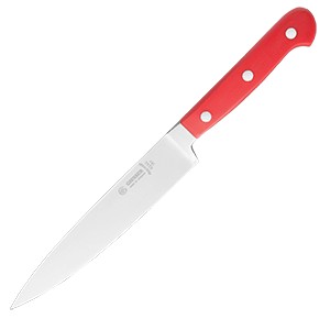 картинка Нож кухонный универсальный; сталь нерж., пластик; L=290/180, B=28мм; красный, металлич. (04071854) Matfer от интернет-магазина Posuda-bar