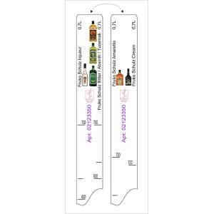 картинка Линейка «Фруто Шульц ликеры, абсент, бит. » 0. 7л; L=28, B=2см; белый (02123350) STEK от интернет-магазина Posuda-bar