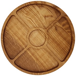 картинка Менажница круглая 5 секций; дуб; D=300, H=25мм; деревян. (03023861) PPwood от интернет-магазина Posuda-bar