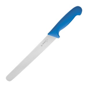 картинка Нож д/тонкой нарезки; сталь нерж., пластик; L=38/24, B=3см; синий, металлич. (04070277) Matfer от интернет-магазина Posuda-bar
