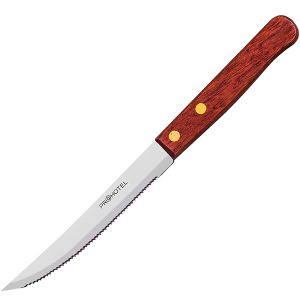 картинка Нож д/стейка «Проотель»; сталь нерж., дерево; L=215/115, B=15мм; металлич., коричнев. (03112158) Prohotel от интернет-магазина Posuda-bar