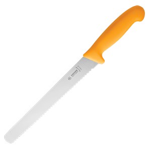 картинка Нож д/хлеба; сталь нерж., пластик; L=410/268, B=30мм; желт., металлич. (04070284) Matfer от интернет-магазина Posuda-bar