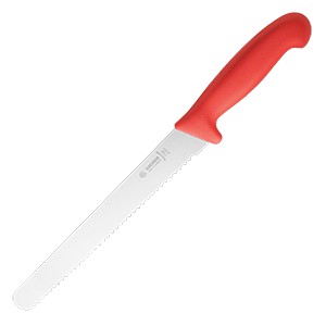 картинка Нож д/хлеба; сталь нерж., пластик; L=38/23, B=3см; красный, металлич. (04070280) Matfer от интернет-магазина Posuda-bar