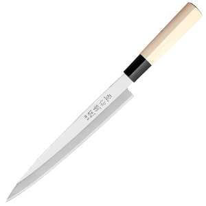 картинка Нож кухонный д/сашими «Киото» односторонняя заточк; сталь нерж., дерево; L=330/210, B=28мм (04072469) Sekiryu от интернет-магазина Posuda-bar