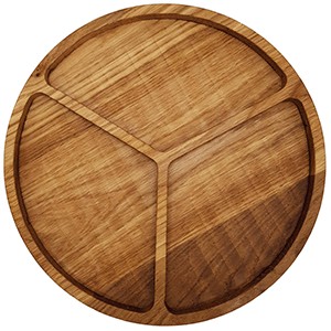 картинка Менажница круглая 3 секции; дуб; D=300, H=25мм; деревян. (03023851) PPwood от интернет-магазина Posuda-bar