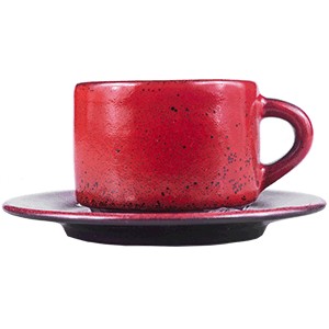картинка Пара кофейная «Млечный путь красный»; фарфор; 80мл; красный, черный (03130773) Борисовская Керамика от интернет-магазина Posuda-bar
