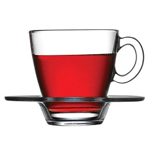 картинка Пара чайная «Аква»; стекло; 215мл; D=88/130, H=85мм (03140977) Pasabahce от интернет-магазина Posuda-bar