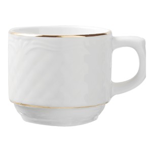 картинка Чашка «Афродита»; фарфор; 100мл; D=6, H=5, L=8см; белый, золотой (03140409) Lubiana от интернет-магазина Posuda-bar