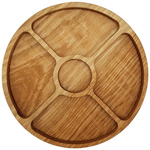 картинка Менажница круглая 5 секций; дуб; D=250, H=25мм; деревян. (03023862) PPwood от интернет-магазина Posuda-bar