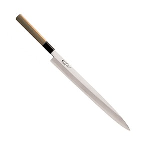 картинка Нож янагиба д/суши, сашими; сталь нерж., бук; L=450/300, B=35мм; св. дерево, металлич. (04070353) Paderno от интернет-магазина Posuda-bar