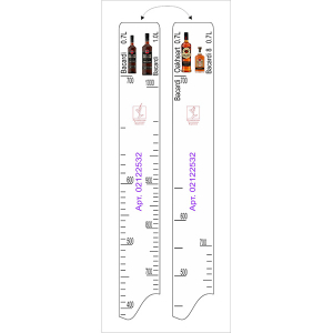 картинка Линейка «Бакарди» 0. 75, 1л/Оакхерт 0. 7, ; пластик; L=28, B=2см; белый (02122532) STEK от интернет-магазина Posuda-bar
