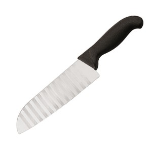 картинка Нож японский шеф; сталь нерж.; L=18см; черный, металлич. (04070294) Paderno от интернет-магазина Posuda-bar