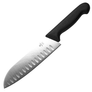 картинка Нож кухонный «Сантоку»; сталь, пластик; L=180, B=65мм; черный, металлич. (04071282) Matfer от интернет-магазина Posuda-bar