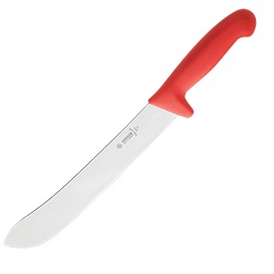 картинка Нож д/нарезки мяса; сталь нерж., пластик; L=480/295, B=38мм; красный, металлич. (04071868) Matfer от интернет-магазина Posuda-bar
