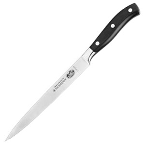 картинка Нож д/филе гибкий; кованая сталь; сталь нерж., пластик; L=340/205, B=24мм; черный, металлич. (04070248) Victorinox от интернет-магазина Posuda-bar