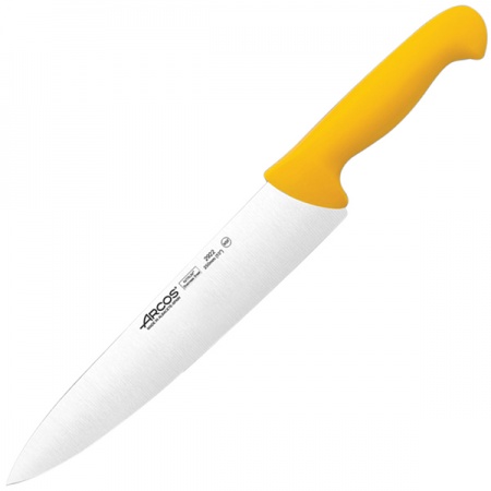 картинка Нож поварской «2900»; сталь нерж., полипроп.; L=387/250, B=51мм; желт., металлич. (04072439) Arcos от интернет-магазина Posuda-bar