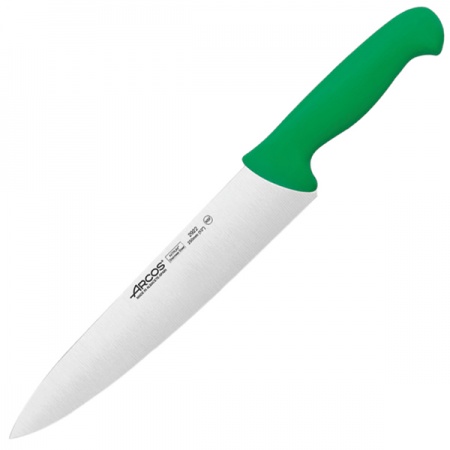 картинка Нож поварской «2900»; сталь нерж., полипроп.; L=387/250, B=51мм; зелен., металлич. (04072440) Arcos от интернет-магазина Posuda-bar