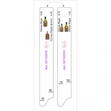 картинка Линейка «Чивас Ригал 0. 5, 0. 7, 1л»; пластик; L=28, B=2см; белый (02122530) STEK от интернет-магазина Posuda-bar