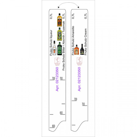 картинка Линейка «Фруто Шульц ликеры, абсент, бит. » 0. 7л; L=28, B=2см; белый (02123350) STEK от интернет-магазина Posuda-bar