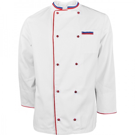 картинка Куртка двубортная с окант. 44разм. «Триколор»; твил; белый, красный (04148915) POV от интернет-магазина Posuda-bar