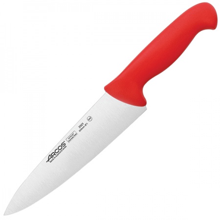 картинка Нож поварской «2900»; сталь нерж., полипроп.; L=333/200, B=50мм; красный, металлич. (04072435) Arcos от интернет-магазина Posuda-bar