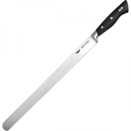 картинка Нож д/тонкой нарезки; сталь нерж., пластик; L=51/37, B=3см; черный, металлич. (04070215) Paderno от интернет-магазина Posuda-bar