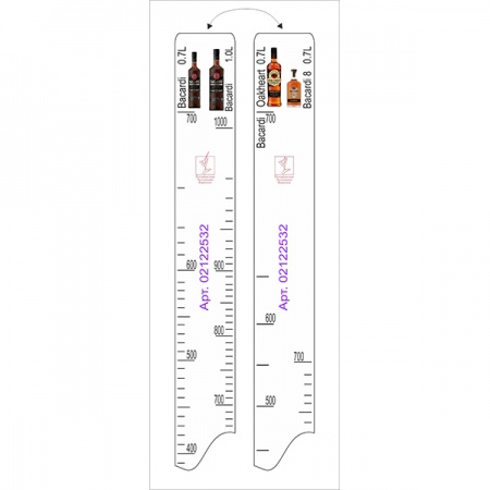 картинка Линейка «Бакарди» 0. 75, 1л/Оакхерт 0. 7, ; пластик; L=28, B=2см; белый (02122532) STEK от интернет-магазина Posuda-bar